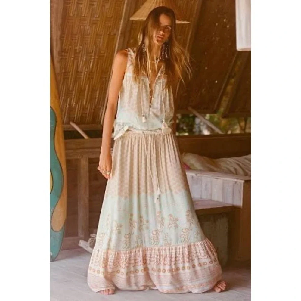 Spell Sweet Nothings Peppermint Maxi Skirt NWT‎ L Boho Prairie Festival Resort